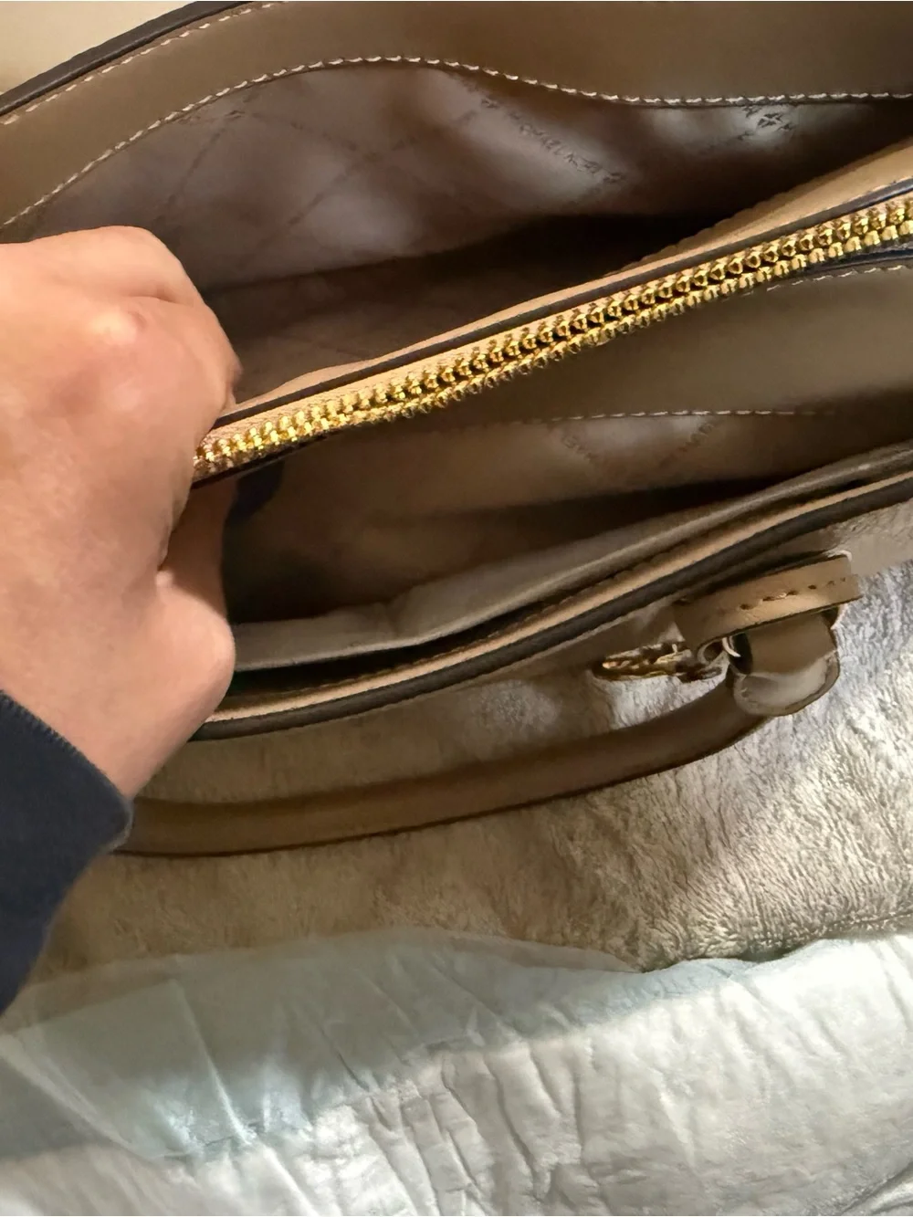 Michael Kors Camel Pebbled Leather Satchel with Gold Hardware NWT